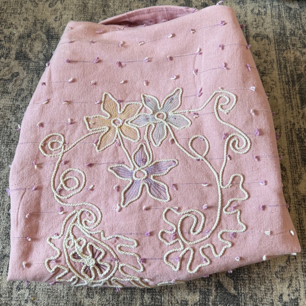 Vintage 90s Cottagecore Alex Kim Embroidered Pink Artisan Floral Jacket Large - Picture 5 of 8